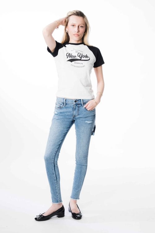 Skinny Carpenter w bottom hem chew