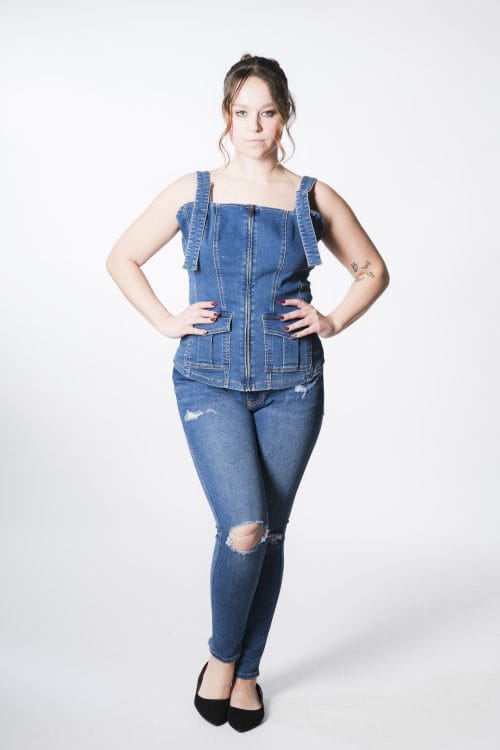 Skinny pant w destroy & chew