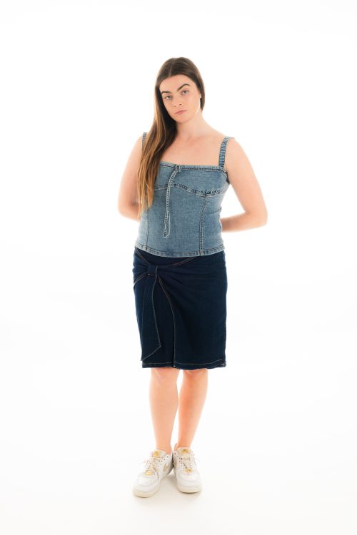 Looped Bustier Top W Belt Skirt