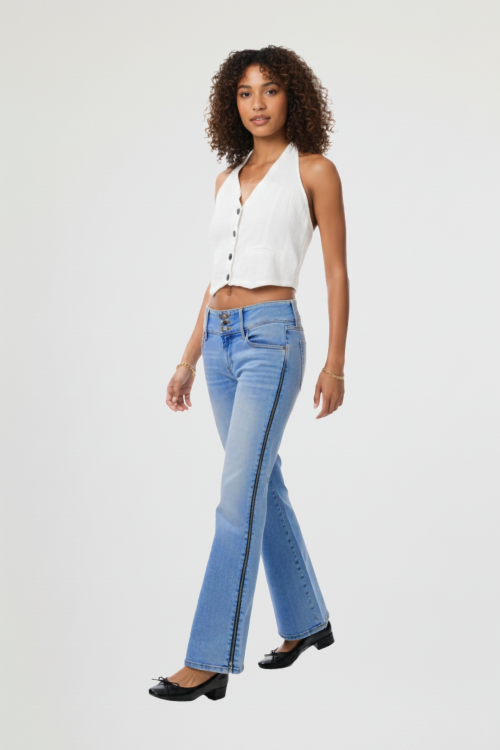 Triple Button Wide Leg With Full Zipper on Side Seam (Recommend to buy 1 size up)