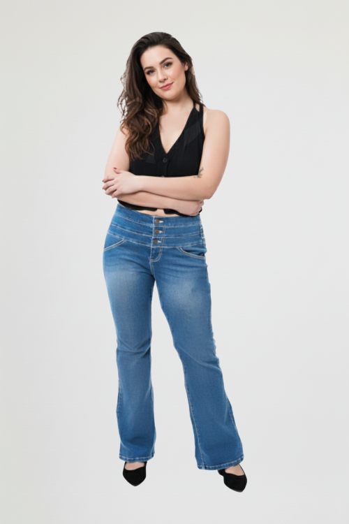 Triple Button Wide Leg