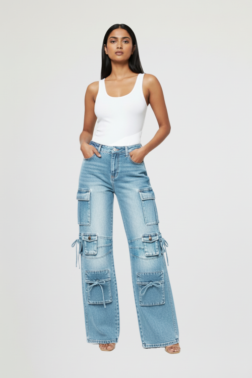 Multi Cargo Wide Leg W Dart (Recommend to place the order 1 size up)