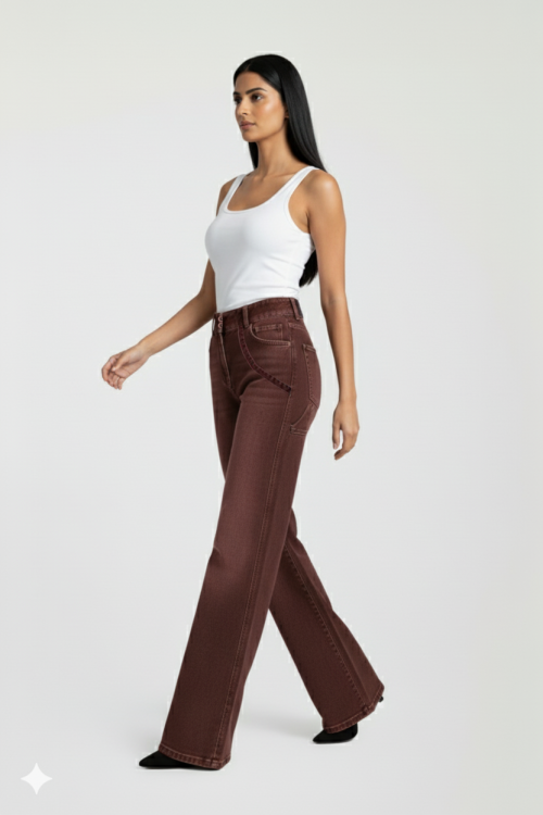 Double Button Wide Leg Pull On