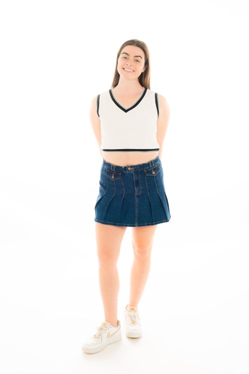 V Neck Vest + Pleated Skort (Recommended to place order by 1 size up)