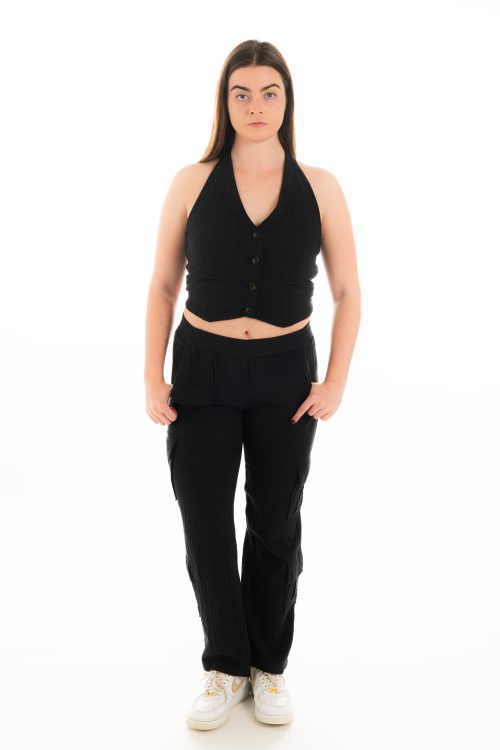 Super Stylish Multi Cargo Pant W Halter Waist Top (Recommend to place order 1 size up)